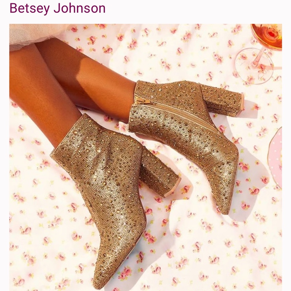 Betsey Johnson Glittering Gold Ankle Booties